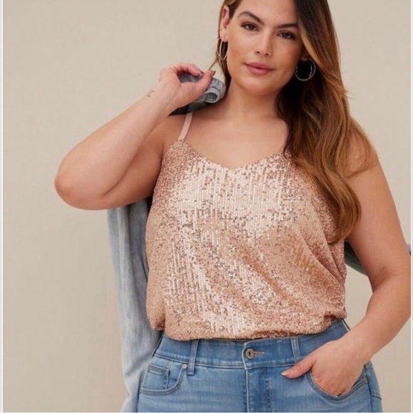 torrid Tops - NWT Torrid Sophie Rose Gold Sequin Tank